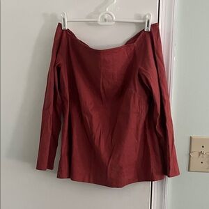 Theory Rust Red Off-Shoulder Blouse